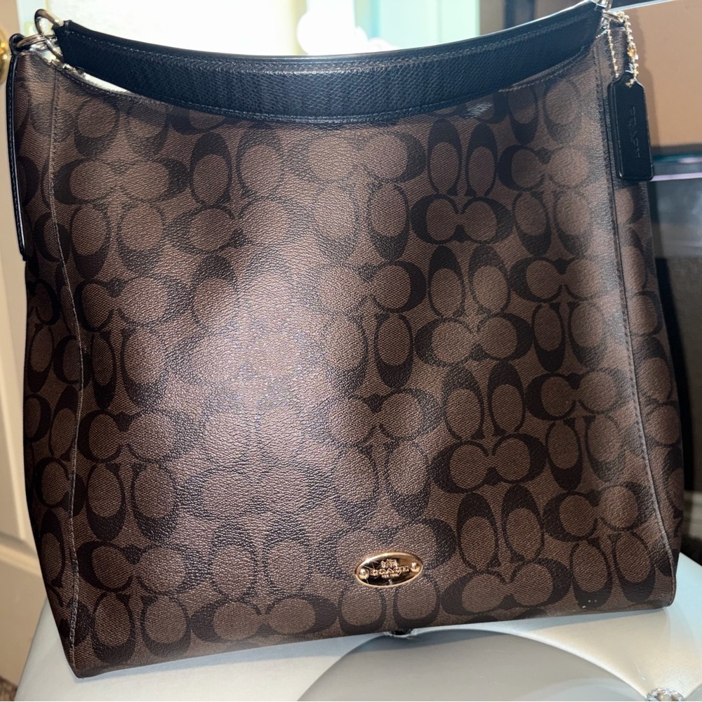 Coach Dark Brown Signature Shoulder Bag